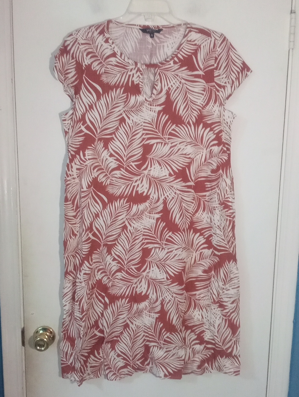 Tropical Print Rust-White Casual Shift Dress By Mamama Maternity Medium New NWOT